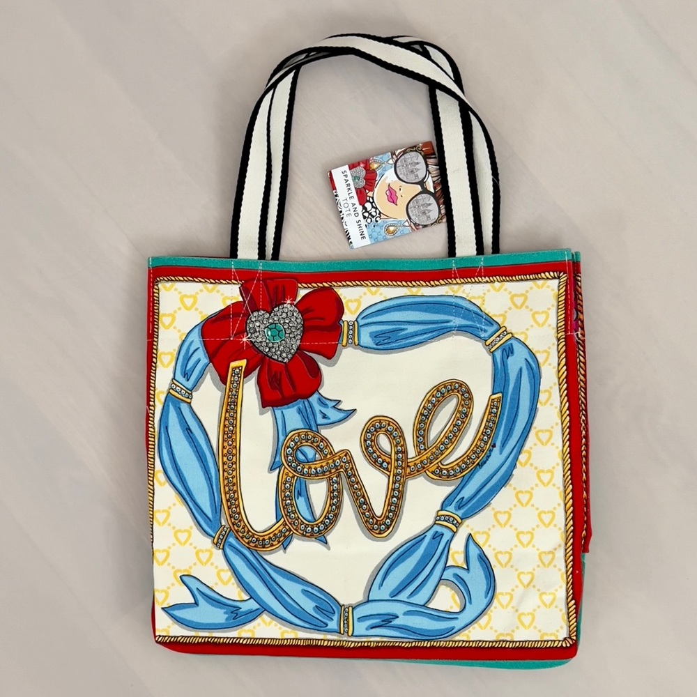 Brighton Sparkle and Shine Tote Bag - Canvas shoulder bag with small pouch NWT